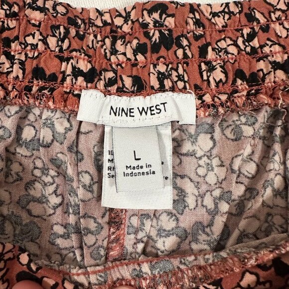 Nine West Orange Lightweight Floral Midi Skirt Size L | Boho, Swing, Cottagecore - Picture 9 of 11